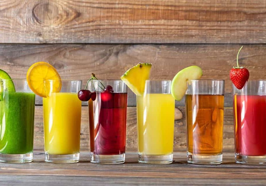 assortment of fruit juices